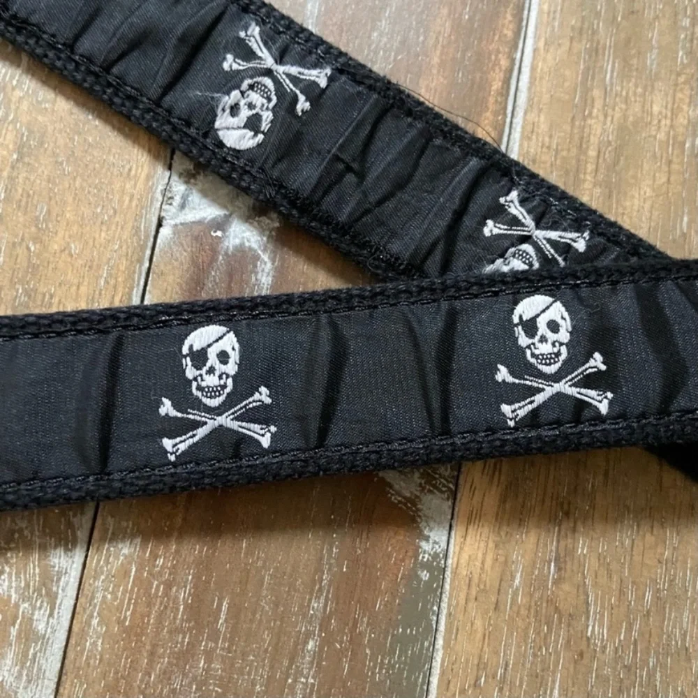 Leather Man Ltd Kids D-Ring Canvas Belt Pirate Skull Crossbones Size Small